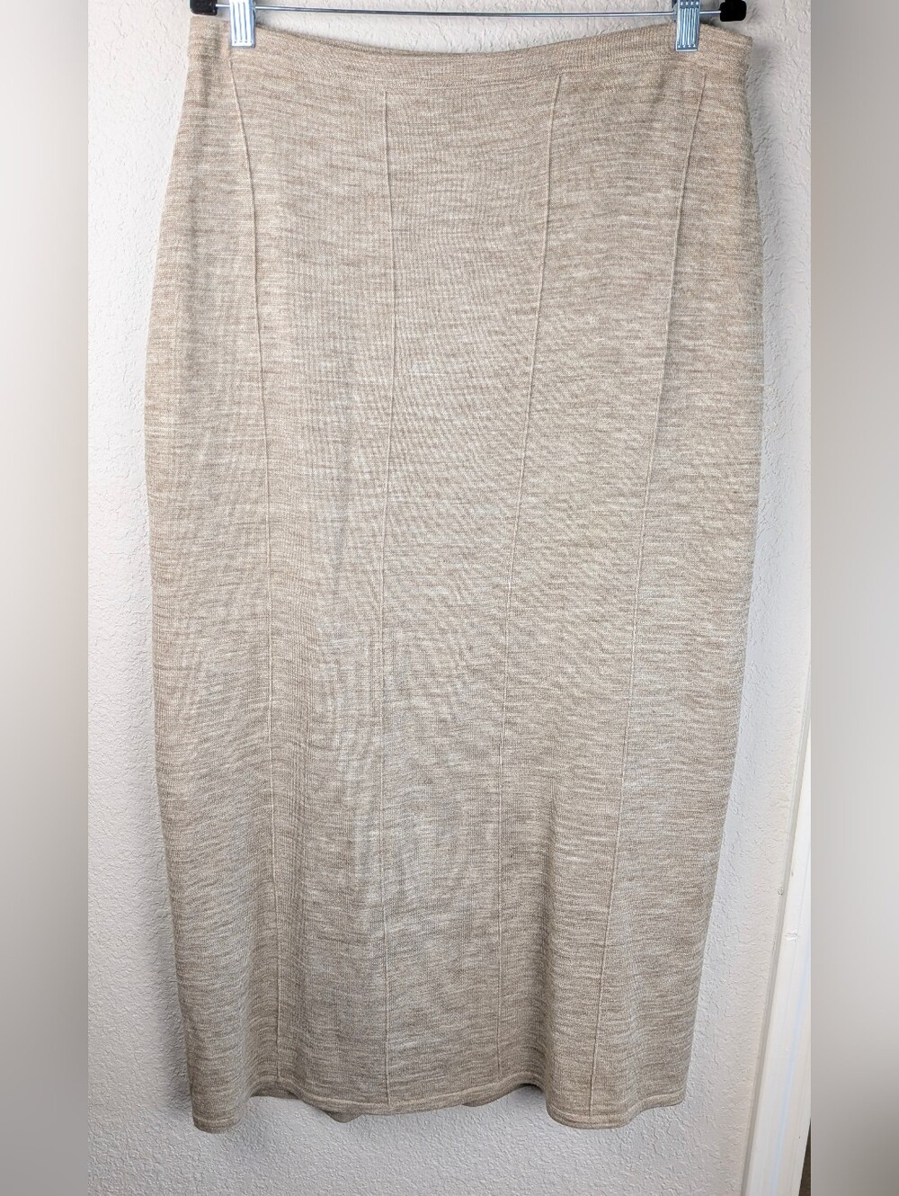 Vintage Y2K Crossing Pointe Maxi Skirt XL Wool Blend Elastic Waist Tan Knit